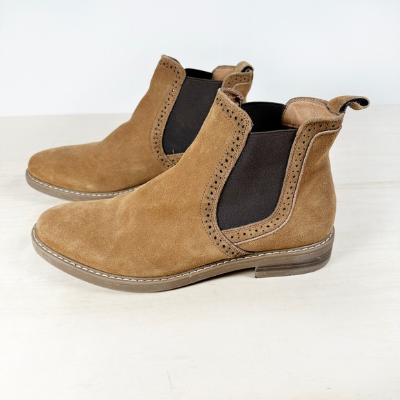 Bruno Marc Mens Chelsea Boots Tan Suede Pull On Shoes 7.5‎ - Picture 1 of 9